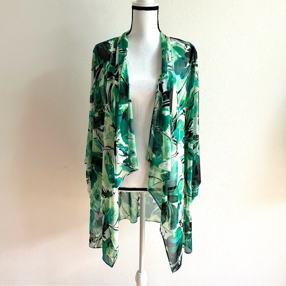 Mesh Cover Up Open Front Plus Size 2X Investments Green Hippie  Festival Boho